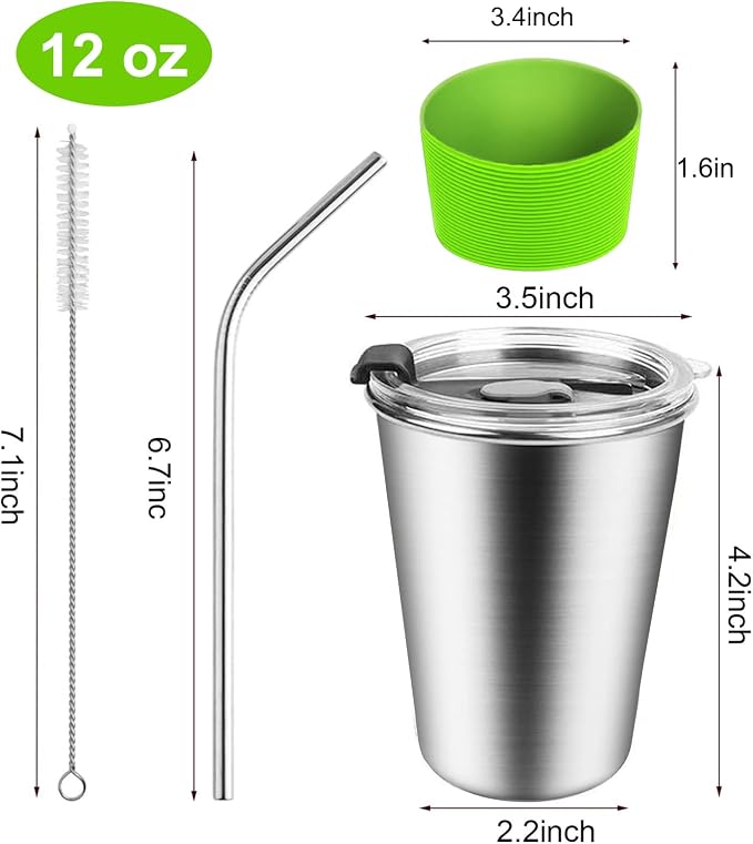 ShineMe Kids Stainless Steel Cups, Kids Metal Drinking Glasses
