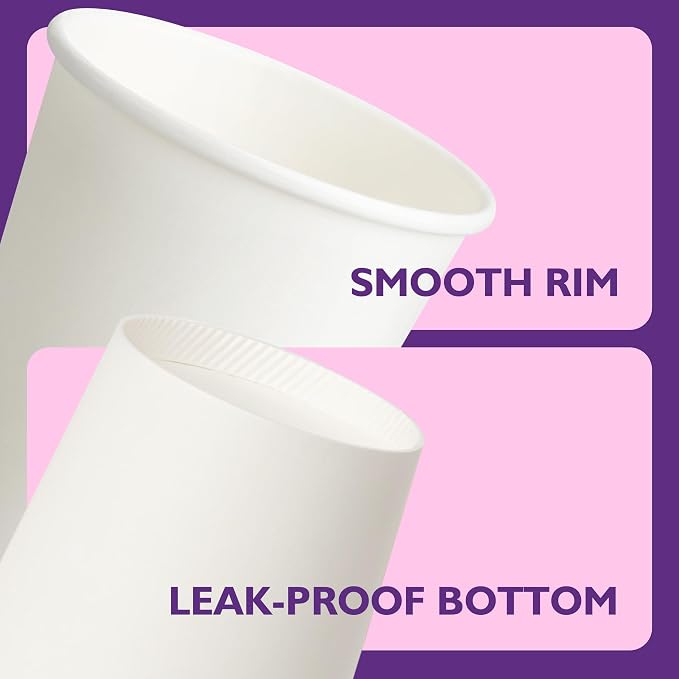 12 oz White Paper Coffee Cups, Disposable Hot Cups