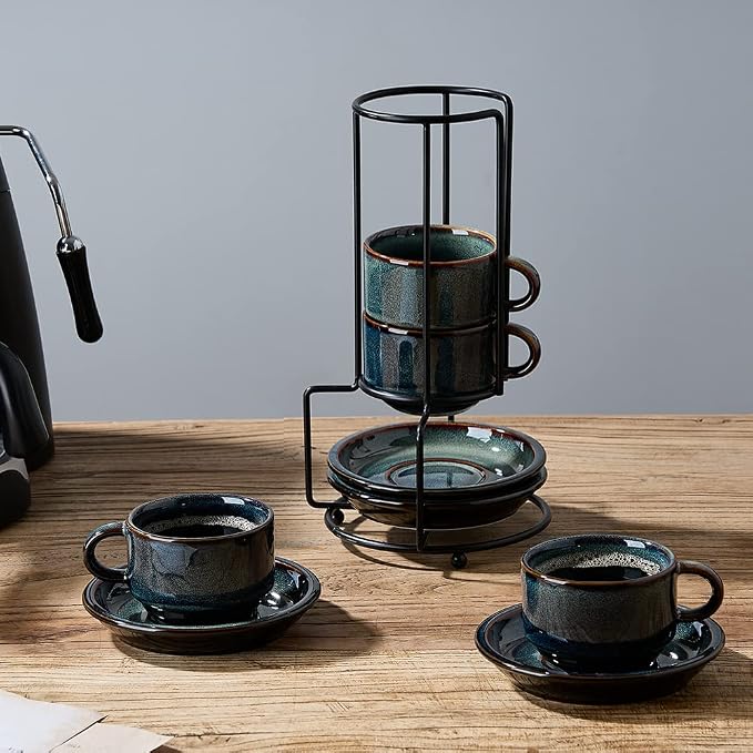 JIEMEI HOME Porcelain Stackable Espresso Cups
