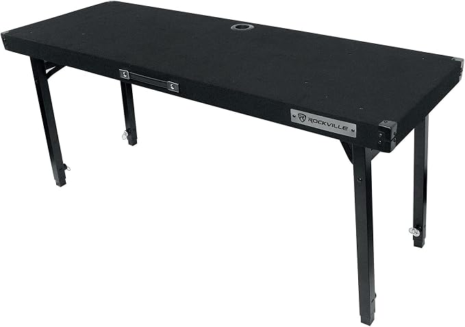 Rockville RTBL4 Adjustable Height DJ Table Folding Legs 20x60 Inch, Non-Slip