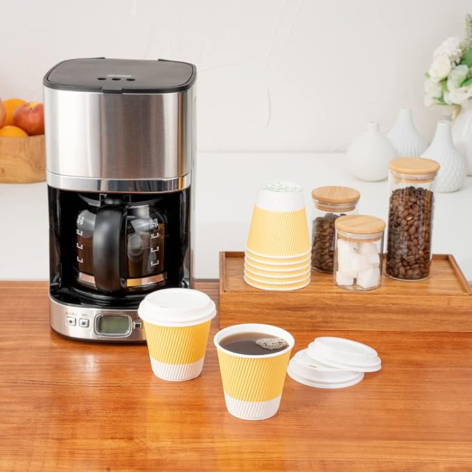 Restaurantware 8 Ounce Double Wall Disposable Coffee Cups, 500 Insulated Light