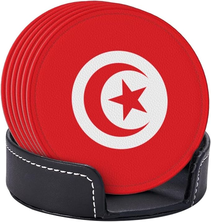 Tunisia Flag Coasters for Drinks