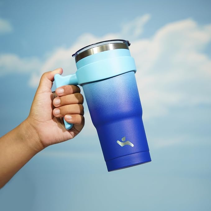 Konokyo 20 oz Tumbler with Handle and Straw, Insulated Travel Mug | Sky;