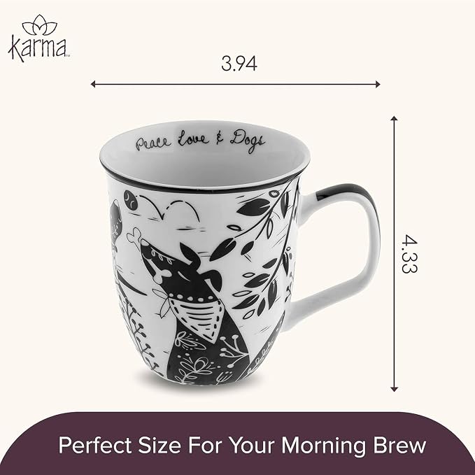 Karma Gifts 14 oz Black and White Boho Mug Tiger