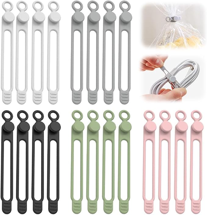 20pcs Data Cable Organizer, 2025 New Silicone Cable Ties Cable Management