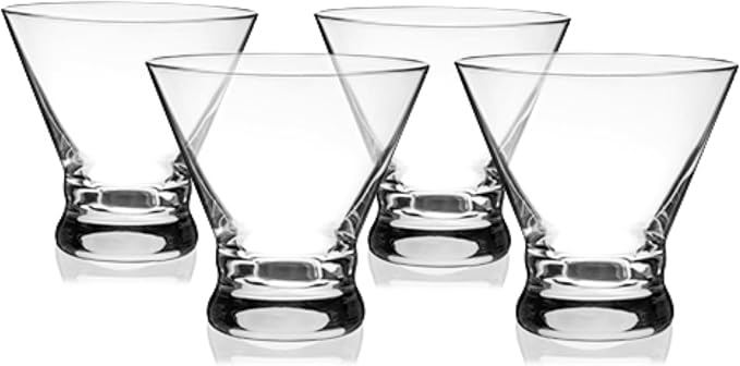 True Stemless Martini Glasses, 8 oz Modern Cocktail Glasses