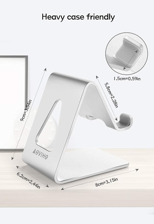 Cell Phone Stand for Desk, Desktop Phone Holder, Aluminum Mobile Phone Stand