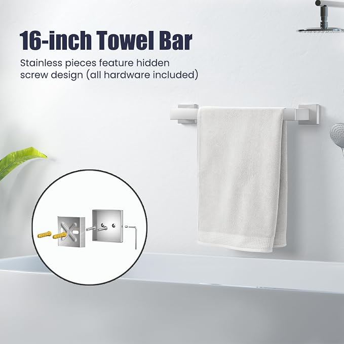 Bathroom Hardware Accessories Set: 5-Pieces Bath Towel Bar Set