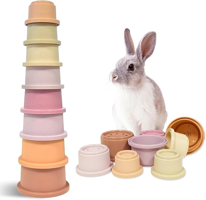 8 Pcs Stacking Cups for Small Animal Toys, Nesting Rabbit Toys of Different