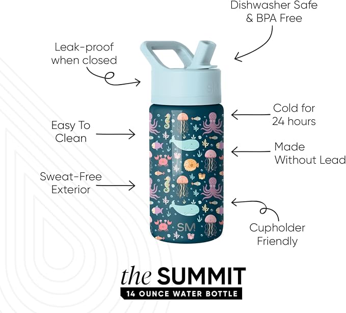 Simple Modern Kids Water Bottle & Toddler Cup | 14oz | Under the Sea