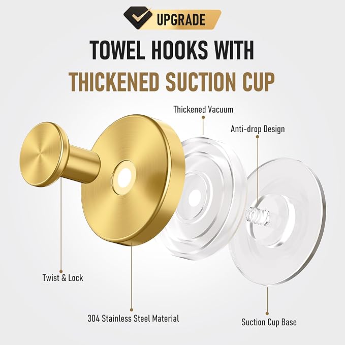 Suction Cup Hooks for Shower, Shower Hooks for Inside Shower, No Drill Bathroom