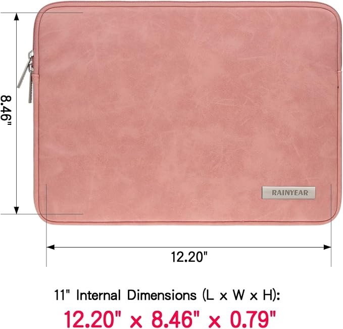 RAINYEAR 11 Inch Laptop Sleeve PU Suede Leather Case Protective Padded Cover