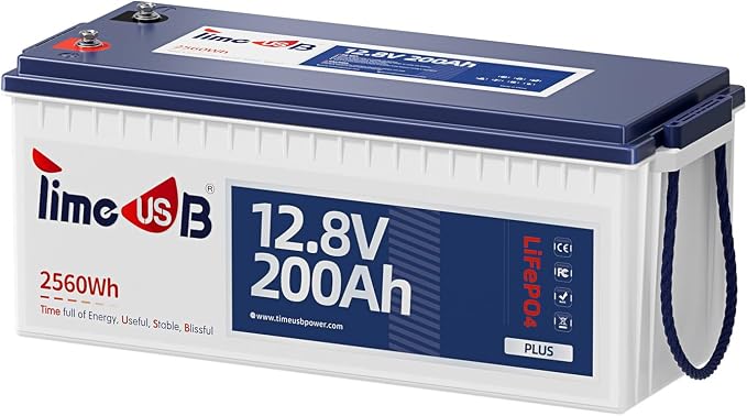 12V 200Ah Plus LiFePO4 Battery, Timeusb Lithium Battery