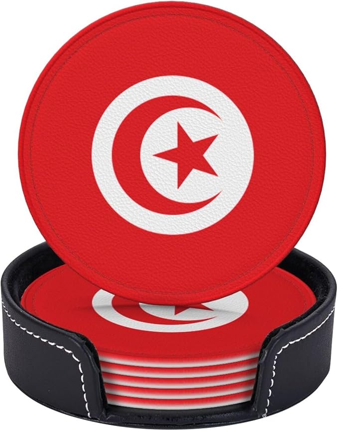 Tunisia Flag Coasters for Drinks