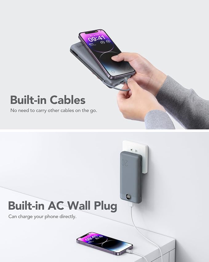 Portable Charger Power Bank 20000mAh, VRURC 22.5W Fast Charging Power Bank