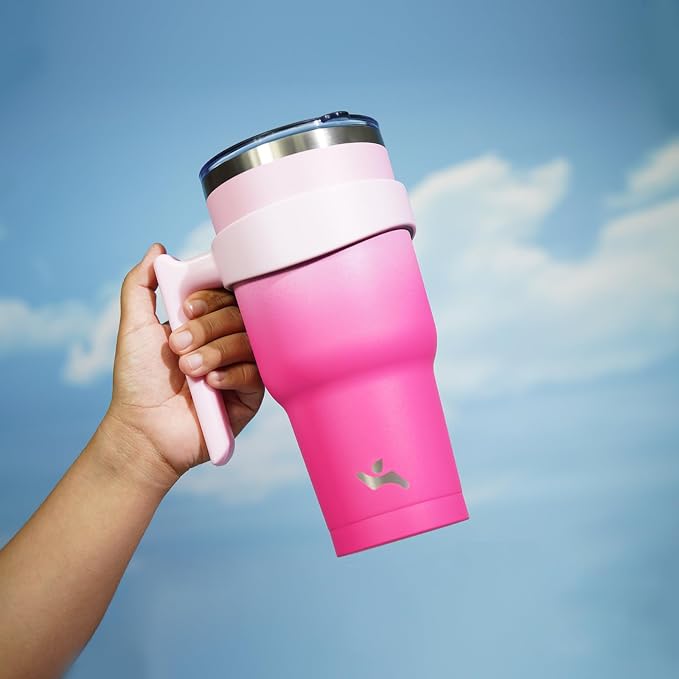 Konokyo 40 oz Tumbler with Handle and Straw, Insulated Travel Mug | Cherry;