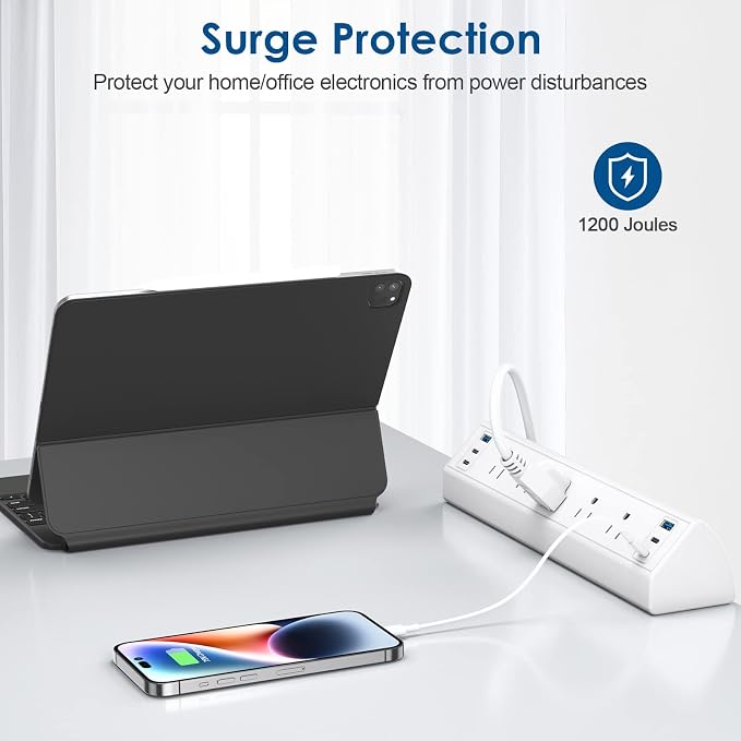 Desk Clamp Power Strip USB C, Under Desk Mount Power Station, 20W Fast Charging