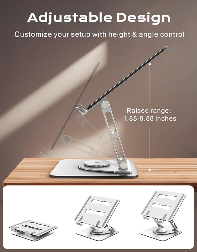 Laptop Stand for Desk 360° Flexible Rotating, Ergonomic Adjustable Laptop Riser