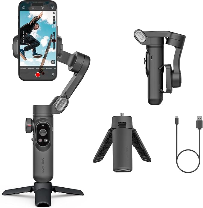 Gimbal Stabilizer for Smartphone, LED Light OLED Screen 3-Axis Gimbal, Gesture
