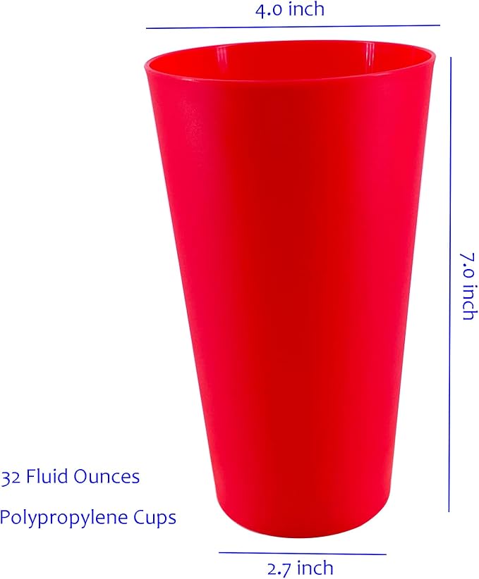 32 oz Plastic Cups Large Reusable set 12, Plastic Tumblers Sunset | Food Grade