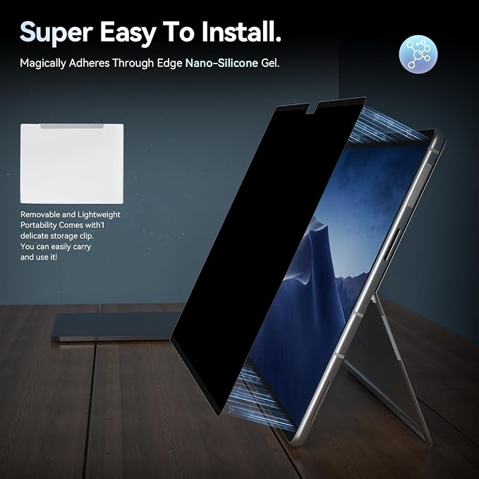 Privacy Filter Compatible with Microsoft Surface Pro 10 / 9 / 8 / X, Easy