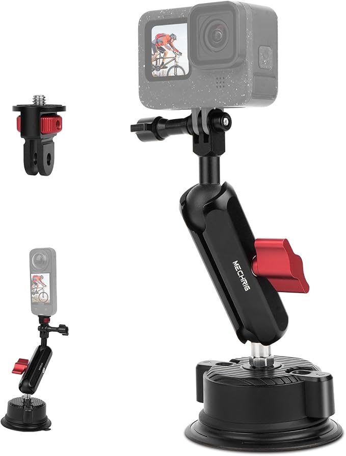 Camera Suction Cup Mount Kits-360°Ball Head Magic Arm, Double-Layer Suction Cup