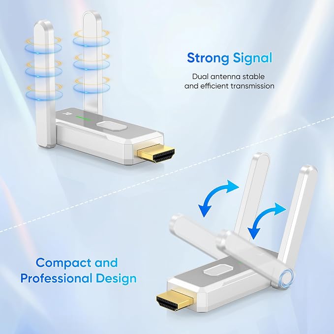 Wireless HDMI Transmitter and 2 Receivers 500FT/150M, 2.4G+5G Plug & Play