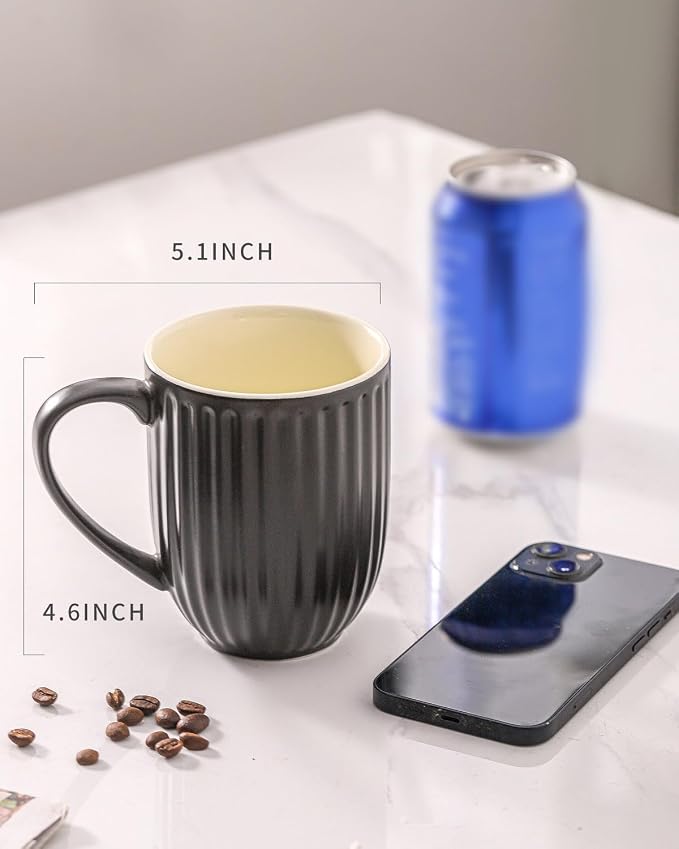HASENSE 16oz Ceramic Coffee Mugs Set of 4, Modern Lightweight, Tea & Cocoa