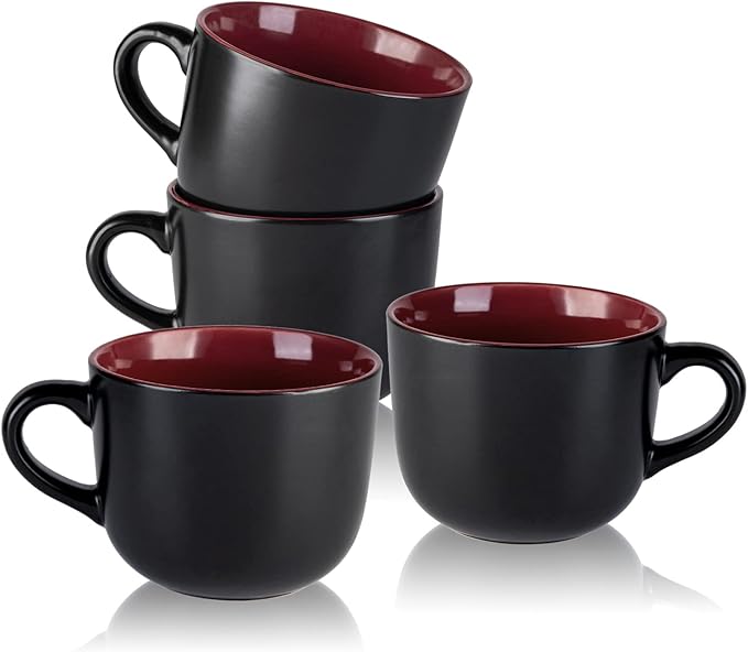 AmorArc 24 oz Soup Mugs with Handles, Jumbo Ceramic Bowls Mugs Set with handles