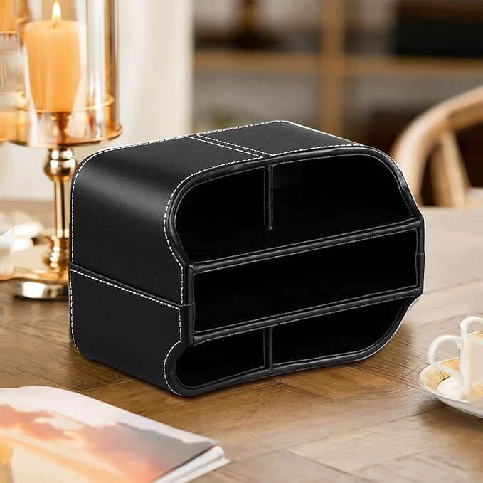 Leather 360° Spinning Remote Control Holder, Pencil Pen Holder
