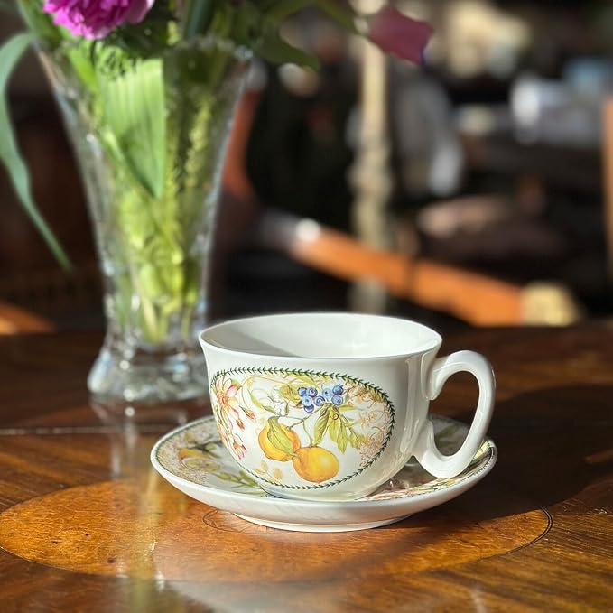 STP GOODS Bone China Tea/Coffee Cup and Saucer in Gift Box Fine Bone China