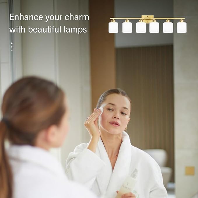 6 Light Gold Bathroom Vanity Light