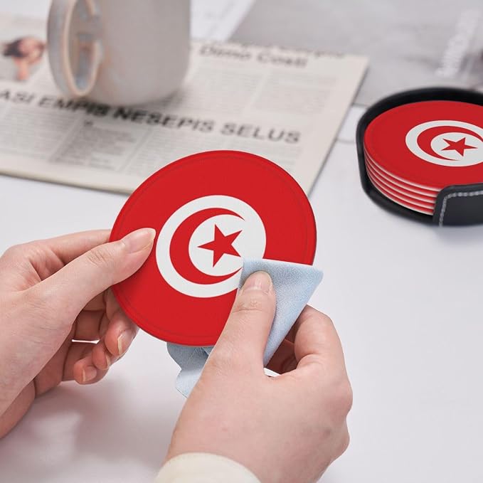 Tunisia Flag Coasters for Drinks