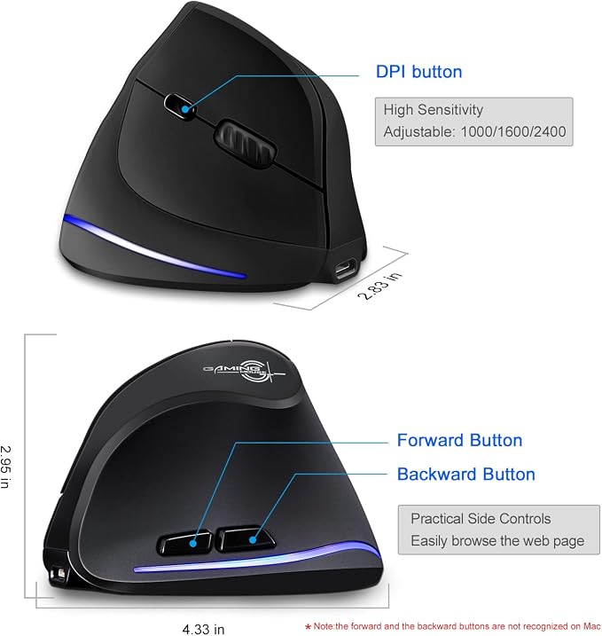 TRELC Ergonomic Mouse, 2.4G Wireless Vertical Optical Mouse
