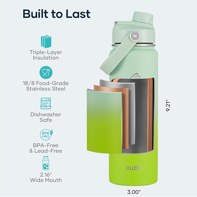 BUZIO 24 oz Insulated Stainless Steel Water Bottle