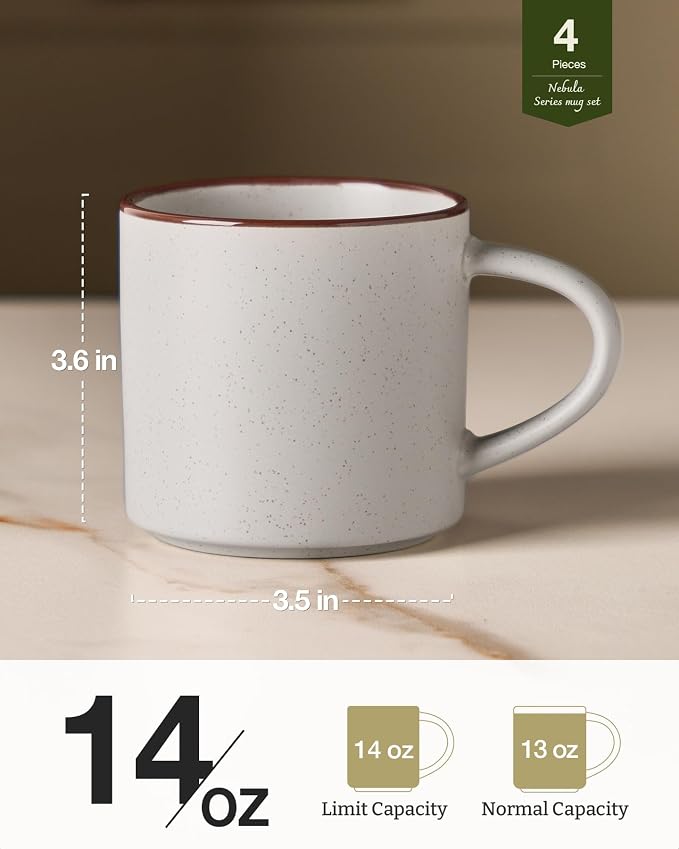 famiware Coffee Mugs Set of 4, Nebula 14oz Coffee Mugs Ceramic Cup Set |