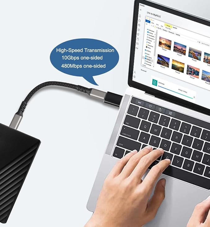 USB A Male to USB C Female OTG Adapter, USB 3.2 GEN2 10Gbps One-Sided