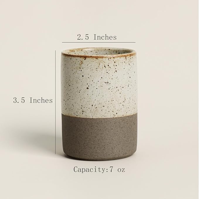Gaolinci 2 Pcs Vintage Stoneware Style Ceramic Mouthwash Cups, Bathroom