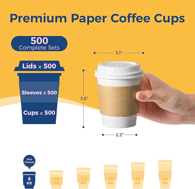 Fit Meal Prep 500 Pack 8 oz Disposable Coffee Cups