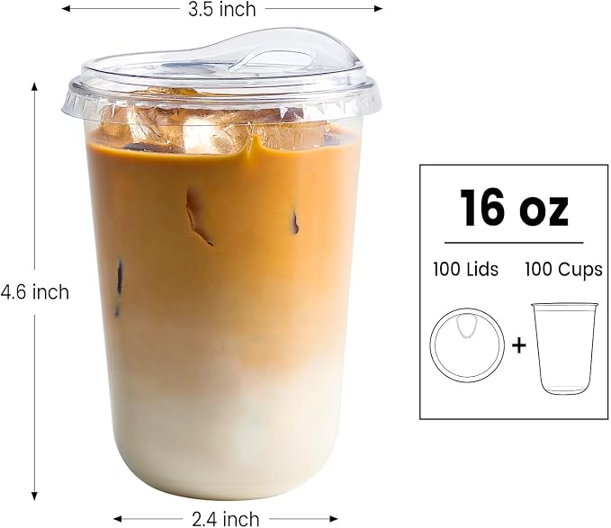 16 oz Clear Plastic Coffee Cups
