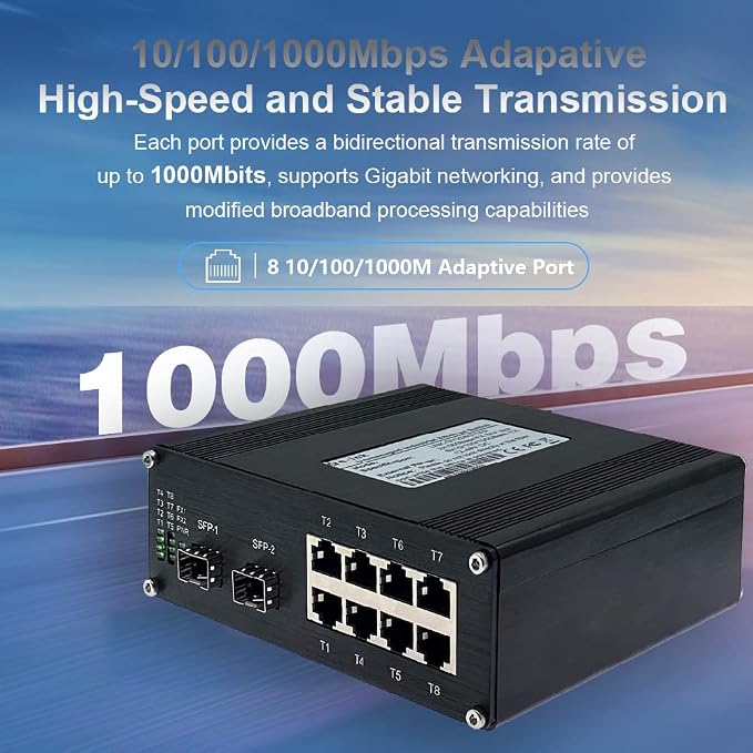 Industrial 8-Port Gigabit Ethernet Switch DIN Rail/Wall-Mount 8 port RJ45