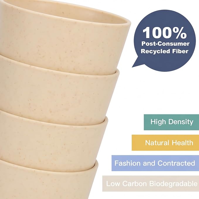 Wrova Wheat Straw Cups 6 PCS Good Alternative to Plastic Reusable Cups 12 oz