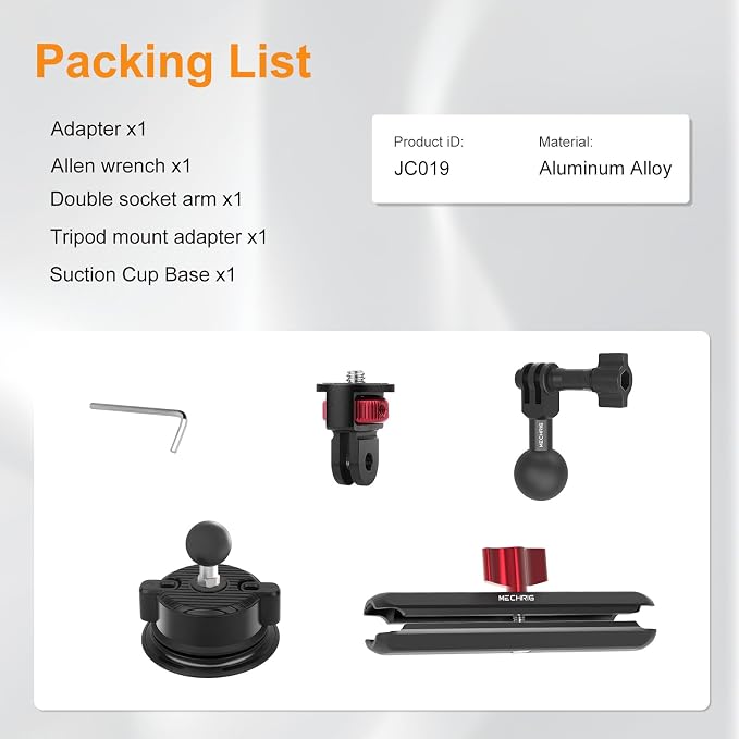 Camera Suction Cup Mount Kits-360°Ball Head Magic Arm, Double-Layer Suction Cup