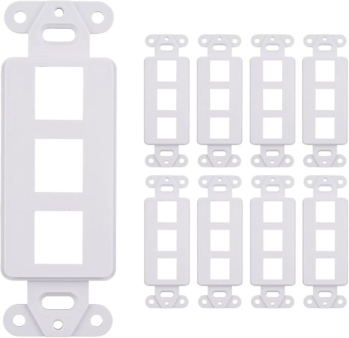 10 Pack Keystone Wall Plate 3 Port, Cat6 Cat5, Home & Office Installations