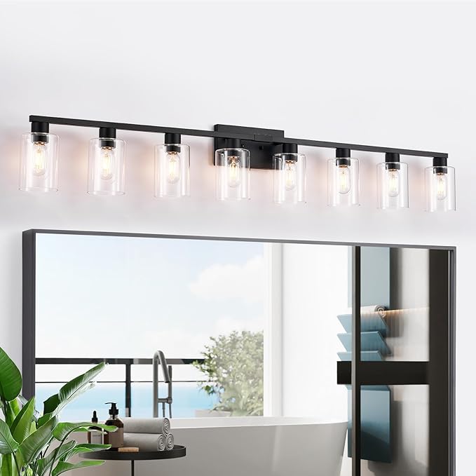 8-Light Black Vanity Light Fixtures