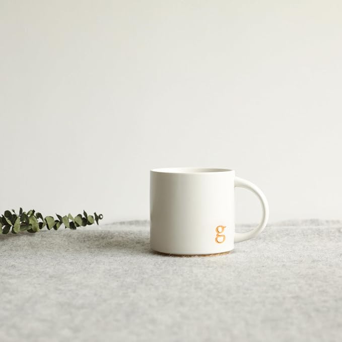 COLLECTIVE HOME Ceramic Coffee Mug, 15 oz Monogram Cup