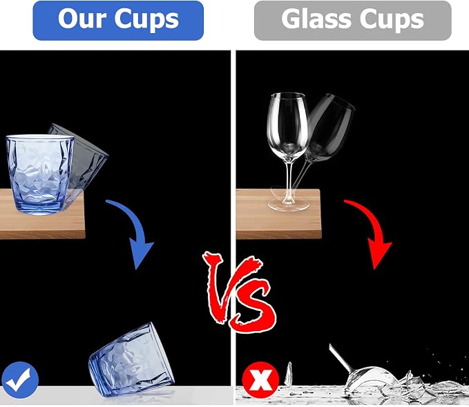 Topsky 10 oz Plastic Water Tumblers | Set of 4 Transparent Unbreakable Drinking