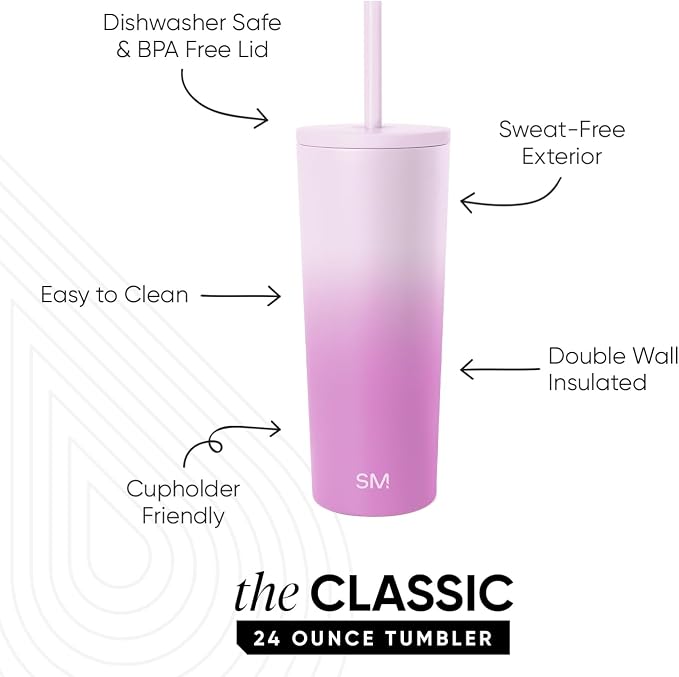 Simple Modern Iced Coffee Tumbler, Insulated | 24oz | Ombré | Reusable