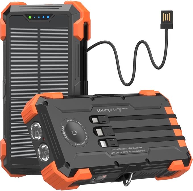 GOODaaa Solar Power Bank, 42800mAh Portable Charger 20W Fast Charging External