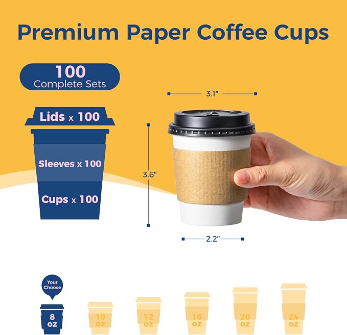 Fit Meal Prep 500 Pack 8 oz Disposable Coffee Cups